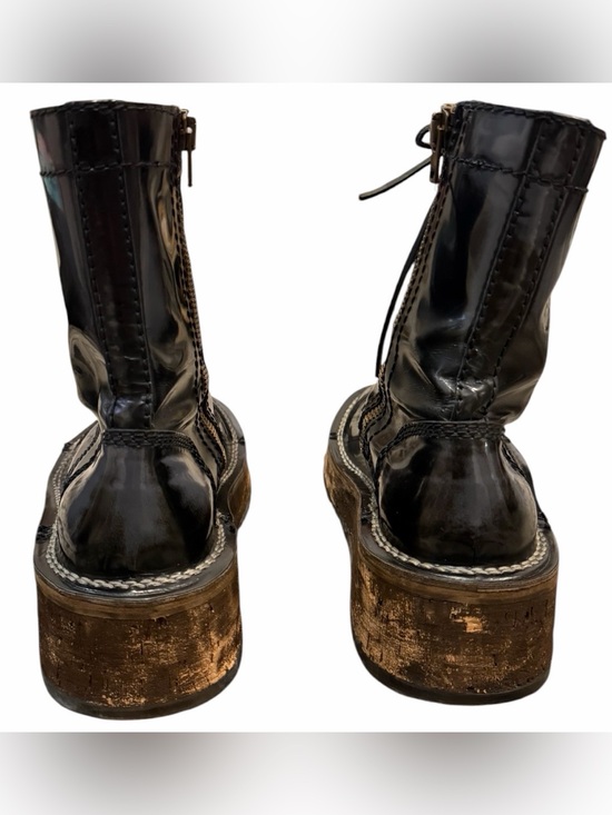 Acne Studios Patent Leather Combat Boots EU 43 Black Platform Lug Sole Zip main image 16